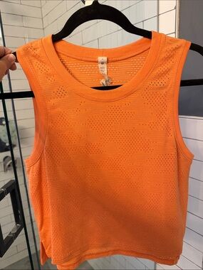 lululemon athletica Bright Orange Sleeveless Eyelet Tank